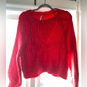 Free people red scoop neck sweater